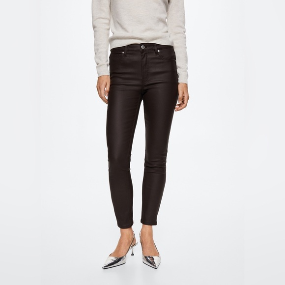 MANGO VIOLETA COATED SLIM JEANS - BLACK SIZE 16 (NEW WITH TAGS) - Picture 1 of 6